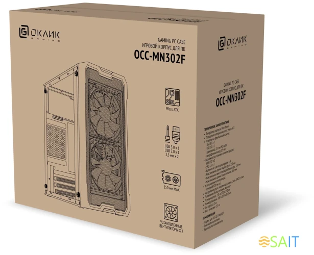 Корпус Оклик OCC-MN302F белый без БП mATX 1xUSB2.0 1xUSB3.0 audio