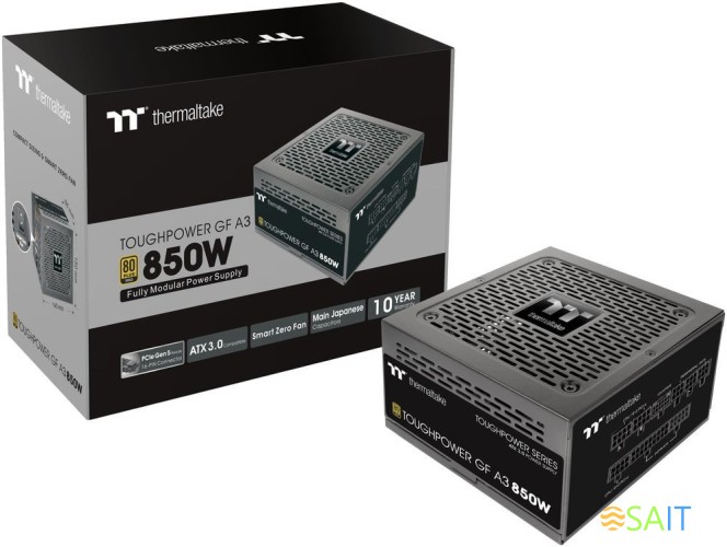 Блок питания Thermaltake ATX 850W Toughpower GF A3 Gen.5 80+ gold 24pin APFC 120mm fan 8xSATA Cab Manag RTL