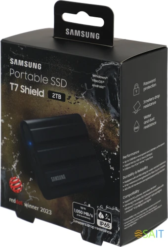 Накопитель SSD Samsung Original USB-C 2Tb MU-PE2T0S/WW Shield T7 1.8" черный