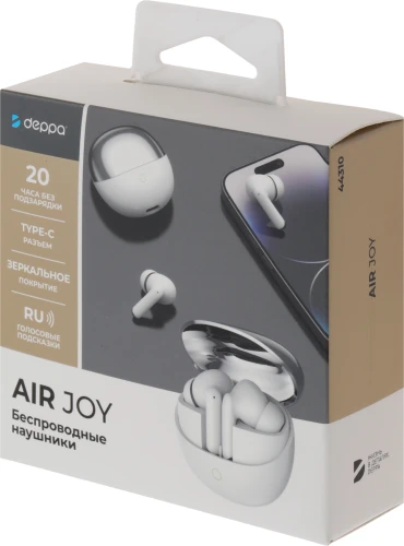 Гарнитура вкладыши Deppa Air Joy белый беспроводные bluetooth в ушной раковине (44310)