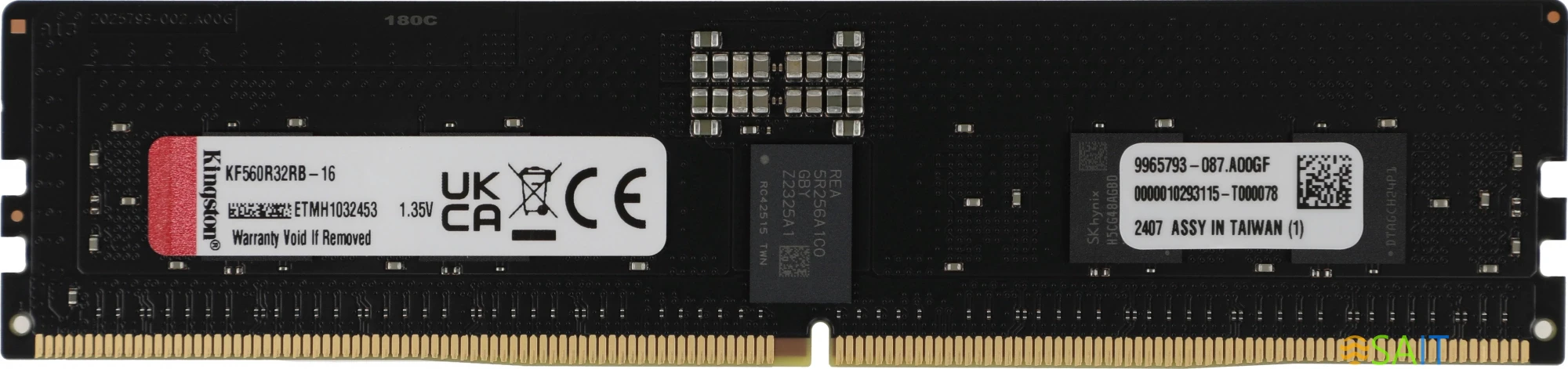 Память DDR5 16GB 6000MHz Kingston KF560R32RB-16 Fury Renegade Pro Black XMP RTL PC5-48000 CL32 DIMM ECC 288-pin 1.35В single rank Ret