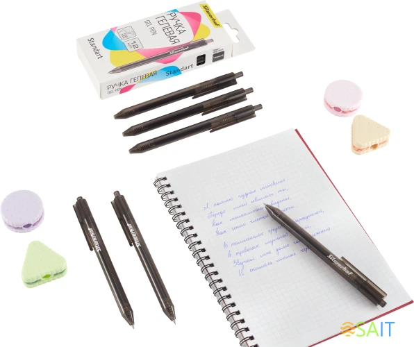 Набор ручек гелев. автоматическая Silwerhof NG Standart d=0.5мм черн. черн. кор.карт. (12шт)