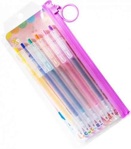 Набор ручек гелев. Deli Delight EG118-6C d=0.5мм ассор. черн. (6шт) автом.