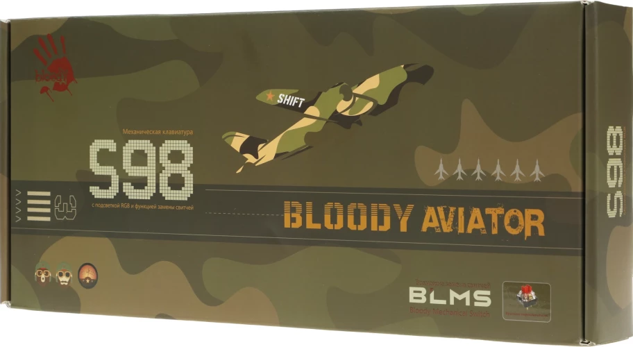 Клавиатура A4Tech Bloody S98 Aviator механическая зеленый USB for gamer LED (S98 AVIATOR)