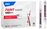 Маркер краска Deli EU500-WH 2мм пулевидный пиш. наконечник белый