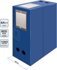 Короб архивный вырубная застежка Бюрократ -BA100/08BLUE пластик 0.8мм корешок 100мм 330x245мм синий