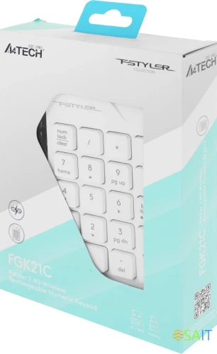 Числовой блок A4Tech FGK21C белый USB беспроводная slim для ноутбука