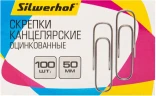 Скрепки Silwerhof 491037 металл оцинкованные 50мм (упак.:100шт) картонная коробка