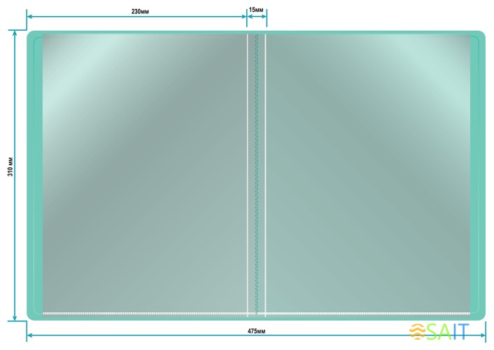 Папка с 20 прозр.вклад. Бюрократ Pastel PAST20GRN A4 пластик 0.5мм торц.карм с бум. встав мятный