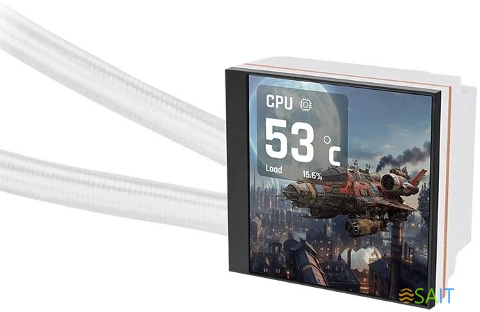 Система водяного охлаждения Thermaltake MAGFloe 420 Ultra Snow ARGB Soc-AM5/AM4/1200/1700/1851 белый 4-pin 34.5dB Al+Cu LCD Ret (CL-W452-PL14SW-A)