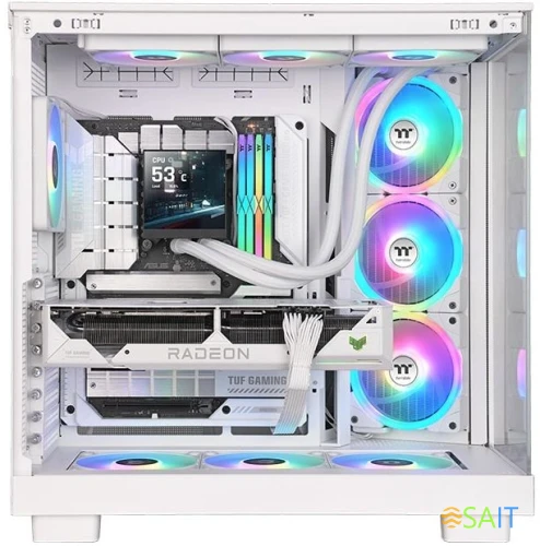 Система водяного охлаждения Thermaltake MAGFloe 420 Ultra Snow ARGB Soc-AM5/AM4/1200/1700/1851 белый 4-pin 34.5dB Al+Cu LCD Ret (CL-W452-PL14SW-A)