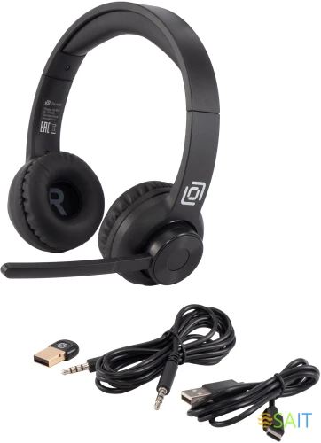 Наушники с микрофоном Оклик HS-M310 черный 1.5м накладные BT оголовье (1978706)
