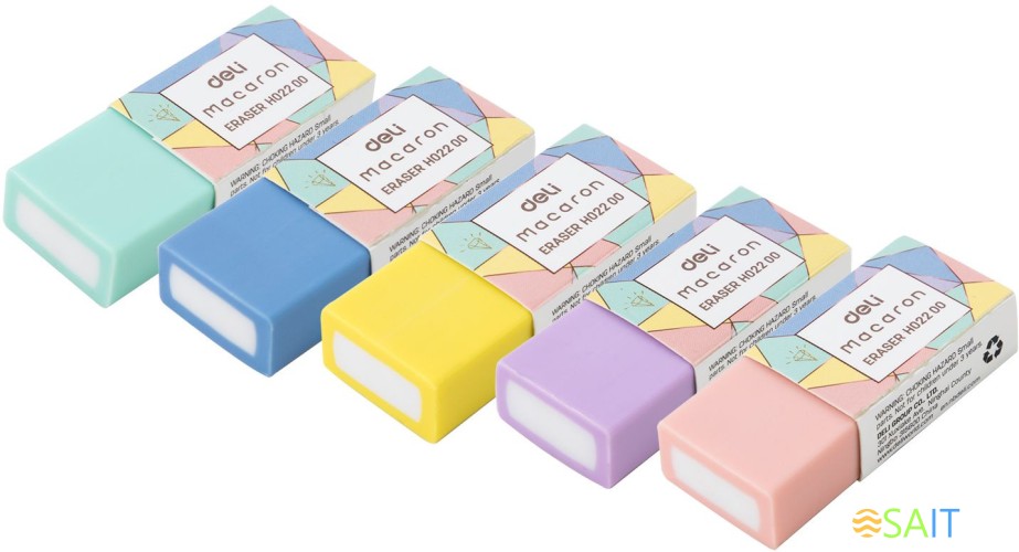 Ластик Deli EH02200 Macaron 50x20x11мм ассорти пласт.туб.