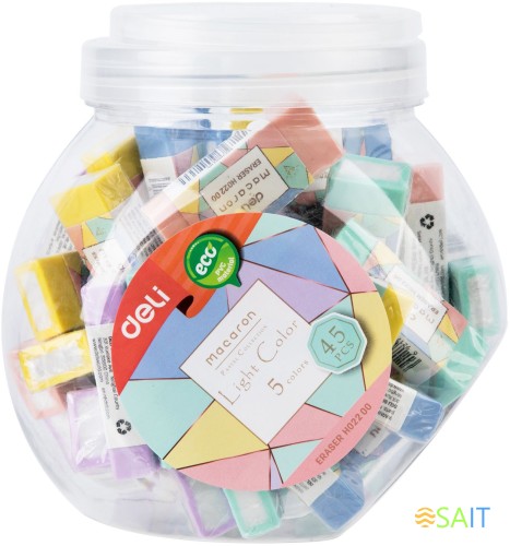 Ластик Deli EH02200 Macaron 50x20x11мм ассорти пласт.туб.