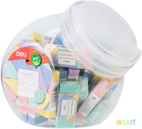 Ластик Deli EH02200 Macaron 50x20x11мм ассорти пласт.туб.