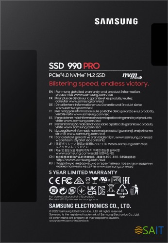 Накопитель SSD Samsung PCIe 4.0 x4 1TB MZ-V9P1T0BW 990 Pro M.2 2280