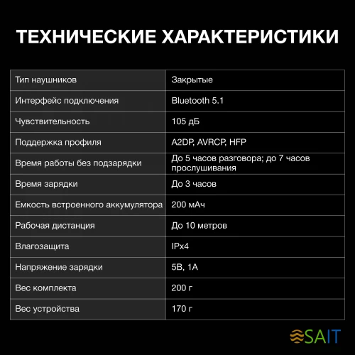 Гарнитура накладные Hyundai H-HP101 черный беспроводные bluetooth оголовье