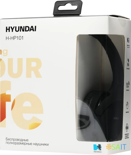 Гарнитура накладные Hyundai H-HP101 черный беспроводные bluetooth оголовье