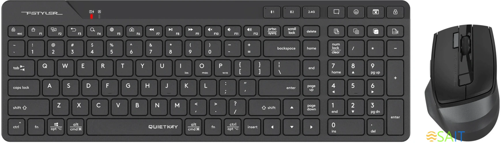 Клавиатура + мышь A4Tech Fstyler FB2800C Air2 клав:черный/серый мышь:черный/серый USB беспроводная Bluetooth/Радио slim