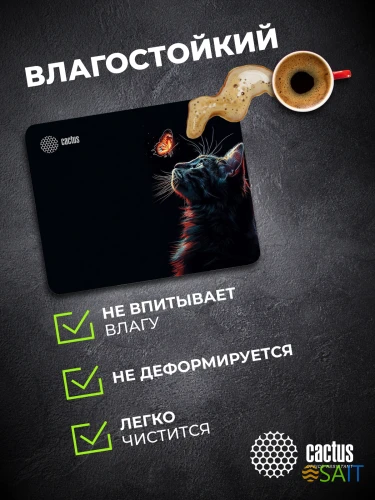 Коврик для мыши Cactus Night Cat 220x180x2мм (CS-MP-P12XS)