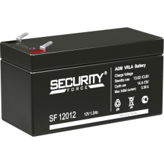 Батарея SECURITY FORCE серия SF, SF 12012, напряжение 12В, емкость 1.2Ач (разряд 20 часов), макс. ток заряда 0.36А, свинцово-кислотная типа AGM, клеммы F1, ДxШxВ 97х44х52мм., кг., срок службы 3-5 лет. Security Force SF 12012 (12V / 0.3Ah)