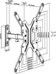 Кронштейн для телевизора Ultramounts UM902 черный 23"-55" макс.30кг настенный поворотно-выдвижной и наклонный