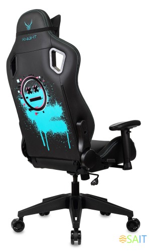 Кресло игровое Knight Outrid Smile черный эко.кожа с подголов. крестов. пластик