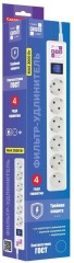 Фильтр-удлинитель Power Cube 1,9 м 6 розеток с заземлением (белый) 16А/3,5кВт Электрическая мануфактура SPG6-16-1.9M