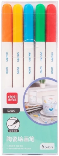 Фломастеры для керамики Deli SU100 Невентилируемый 5цв. коробка ПВХ (5шт.)