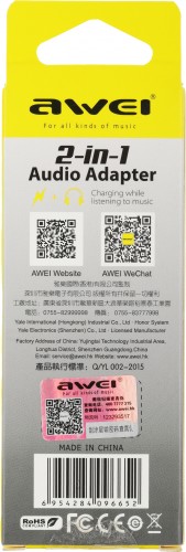 Переходник аудио Premier AWEI lightning/Jack 3.5 (f) 0.1м. черный (CL-121)