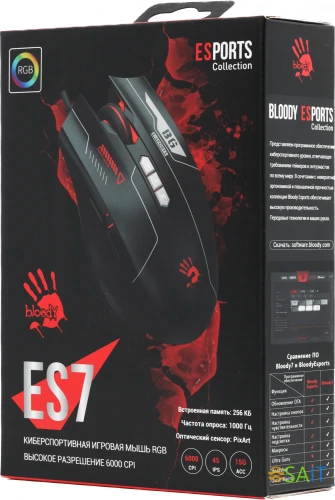 Мышь A4Tech Bloody ES7 черный оптическая 6000dpi USB 8but