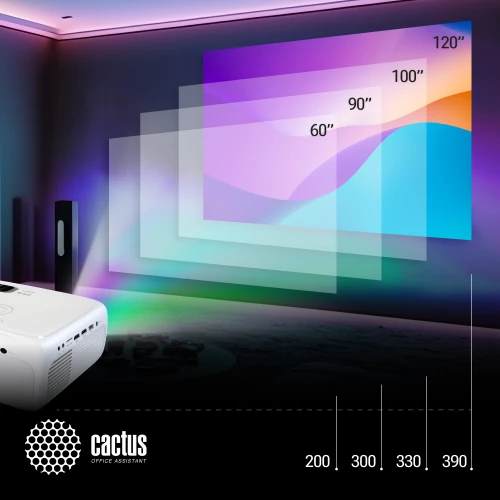 Проектор Cactus CS-PRM.07WT.Full HD LCD 3200Lm LS 320Lm ANSI (1920x1080) 1500:1 ресурс лампы:50000часов 1xUSB typeA 3xHDMI 1.16кг