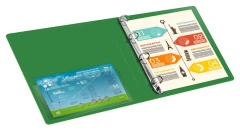 Папка на 4-х кольцах Бюрократ -0827/4RGRN A4 пластик 0.7мм кор.27мм внутр. с вставкой зеленый