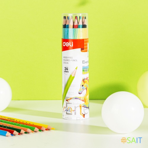 Карандаши цв. Deli EC112-24 Enovation трехгран. пластик 24цв. карт.тубус (24шт)