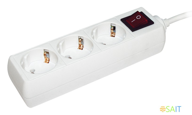 Сетевой удлинитель IEK У03К 5м (3 розетки) белый (пакет ПЭ)