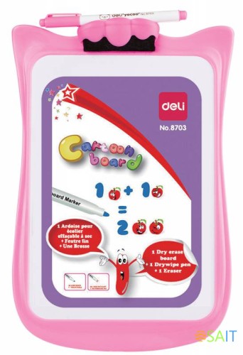 Доска маркерная Deli E8703 лак белый 20.6x30.3см пластик рама двухсторонняя маркер/стиратель