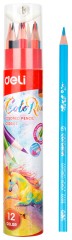 Карандаши цв. Deli EC00307 ColoRun трехгран. тополь 12цв. карт.тубус