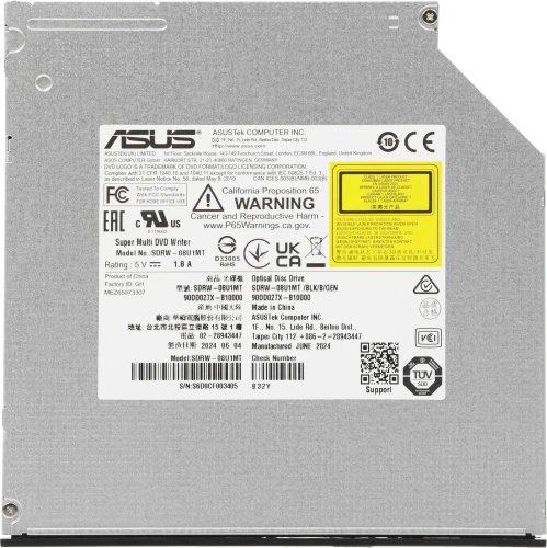 Привод DVD-RW Asus SDRW-08U1MT/BLK/B/GEN черный SATA slim ultra slim внутренний oem