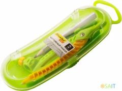 Готовальня Silwerhof Daily корпус зеленый пластик 12см с гнездом для карандаша в компл.:карандаш