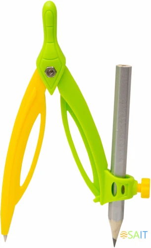 Готовальня Silwerhof Daily корпус зеленый пластик 12см с гнездом для карандаша в компл.:карандаш