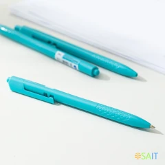 Ручка шариков. автоматическая Deli Arrow EQ24-BL прозрачный/белый d=0.7мм син. черн.