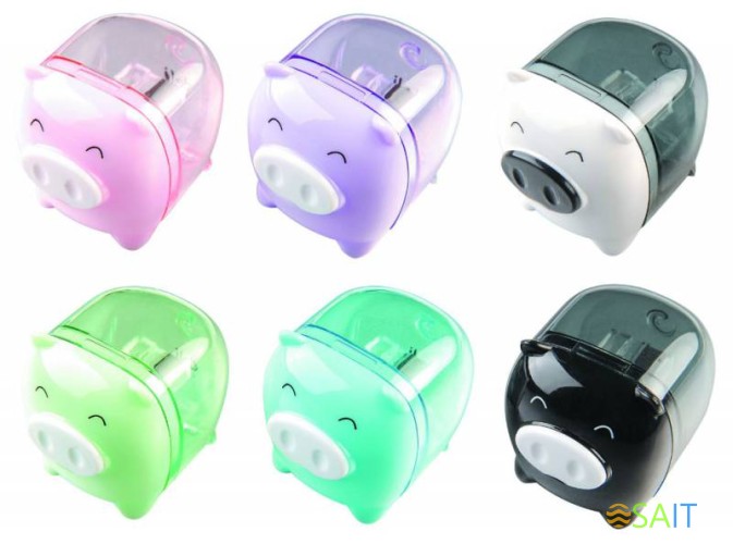 Точилка для карандашей ручная Deli Piggy E0557 1 отверстие пластик ассорти дисплей