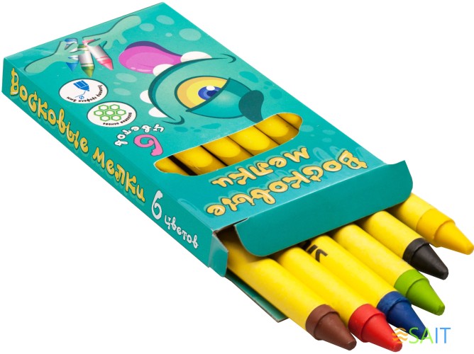 Восковые мелки Silwerhof Монстрики круглые 6цв. дл.89ммд.8мм картон.кор./европод.