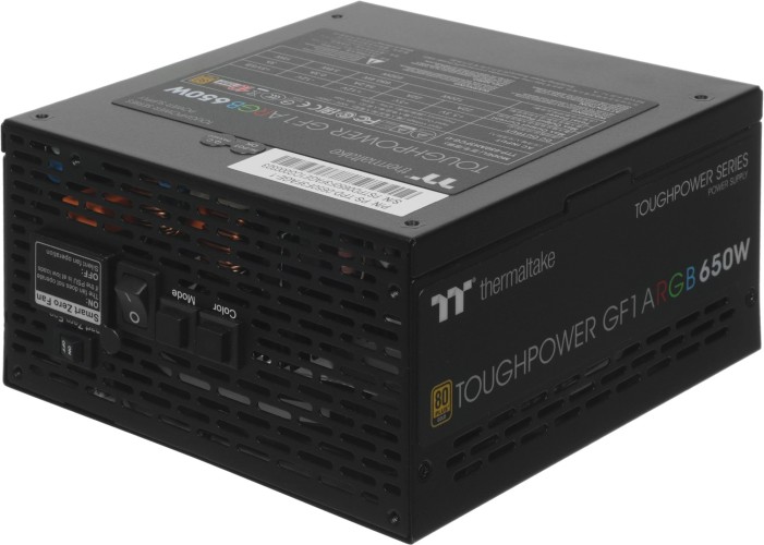 Блок питания Thermaltake ATX 650W Toughpower GF1 ARGB 80+ gold (20+4pin) APFC 140mm fan color LED 9xSATA Cab Manag RTL