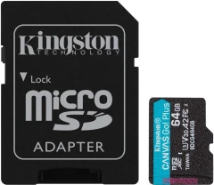 Флеш карта microSDXC 64GB Kingston SDCG4/64GB Canvas Go! Plus V10 A2 + adapter