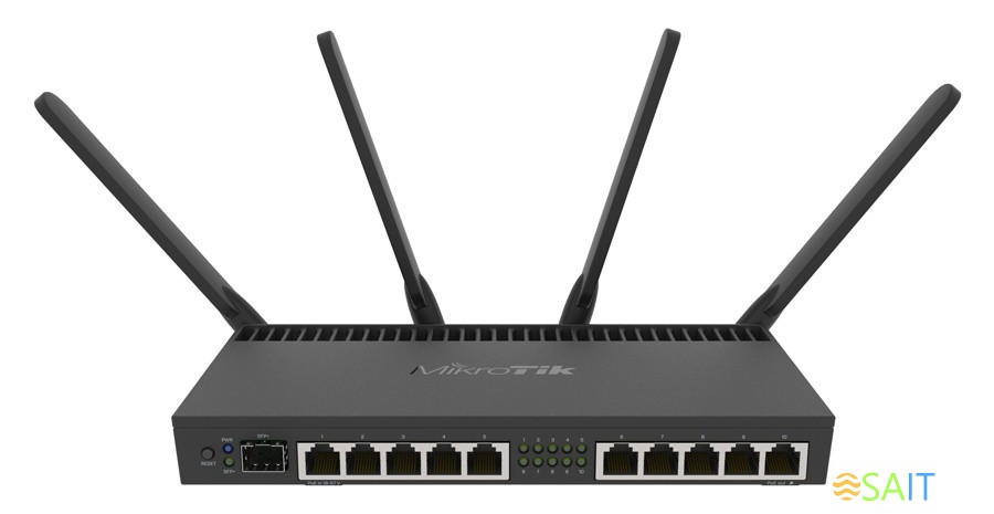Роутер беспроводной MikroTik RB4011iGS+5HacQ2HnD-IN AC2000 10/100/1000BASE-TX/SFP+ черный