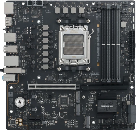 Материнская плата Asus TUF GAMING B850M-E WIFI Socket AM5 AMD B850 4xDDR5 mATX AC`97 8ch(7.1) 2.5Gg RAID+HDMI+DP