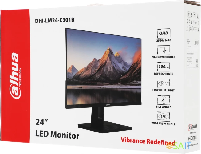 Монитор Dahua 23.8" DHI-LM24-C301B черный IPS LED 5ms 16:9 HDMI матовая 1200:1 300cd 178гр/178гр 2560x1440 100Hz DP 2K 3.1кг