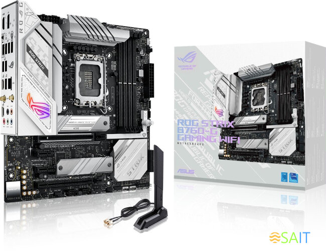 Материнская плата Asus ROG STRIX B760-G GAMING WIFI Soc-1700 Intel B760 4xDDR5 mATX AC`97 8ch(7.1) 2.5Gg RAID+HDMI+DP