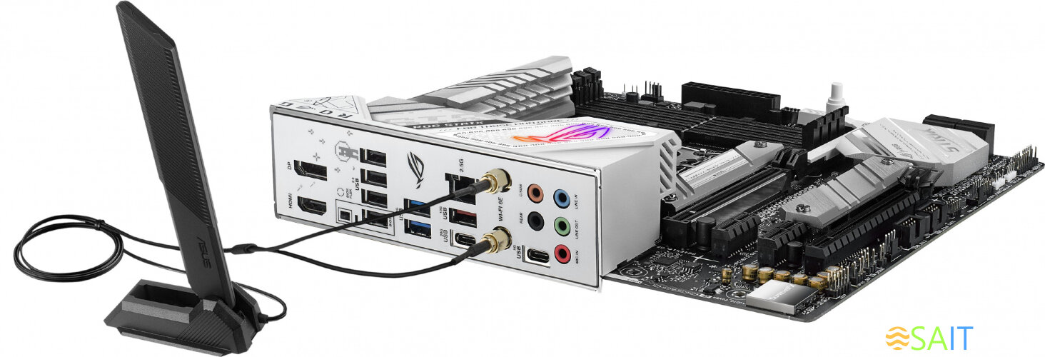 Материнская плата Asus ROG STRIX B760-G GAMING WIFI Soc-1700 Intel B760 4xDDR5 mATX AC`97 8ch(7.1) 2.5Gg RAID+HDMI+DP